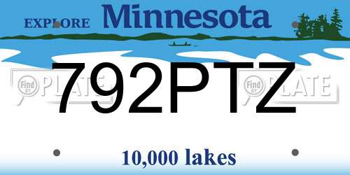 792PTZ Minnesota License Plate