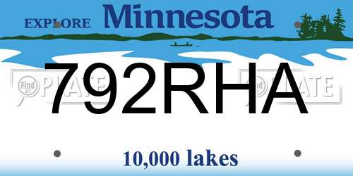 792RHA Minnesota License Plate