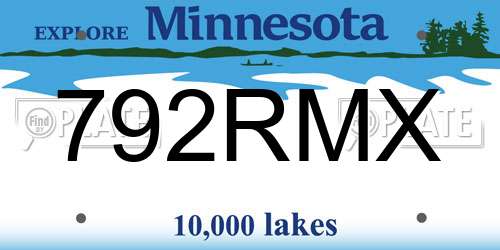 792RMX Minnesota License Plate