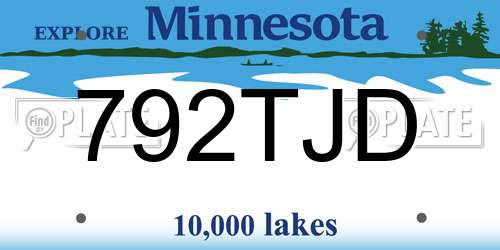 792TJD Minnesota License Plate