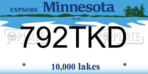 792TKD Minnesota License Plate