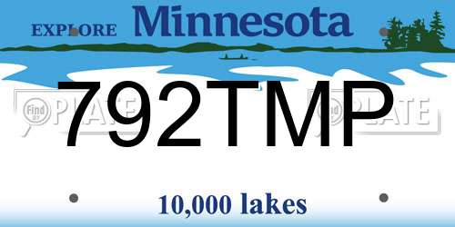 792TMP Minnesota License Plate