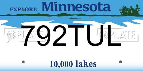 792TUL Minnesota License Plate