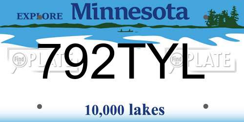 792TYL Minnesota License Plate