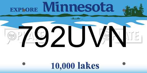 792UVN Minnesota License Plate