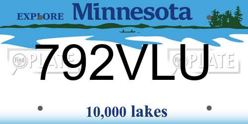 792VLU Minnesota License Plate