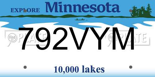 792VYM Minnesota License Plate