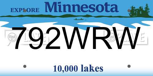 792WRW Minnesota License Plate