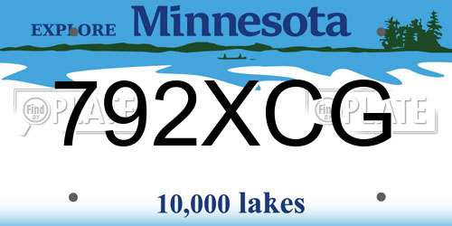 792XCG Minnesota License Plate