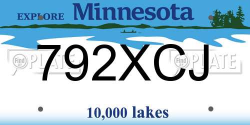 792XCJ Minnesota License Plate