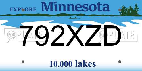 792XZD Minnesota License Plate