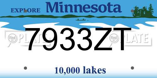 7933ZT Minnesota License Plate