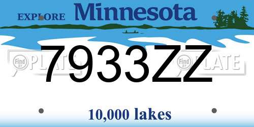 7933ZZ Minnesota License Plate