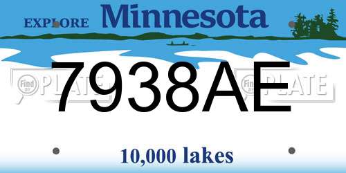 7938AE Minnesota License Plate