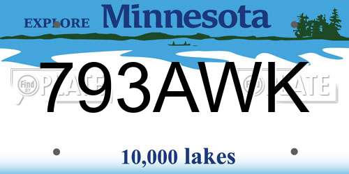793AWK Minnesota License Plate