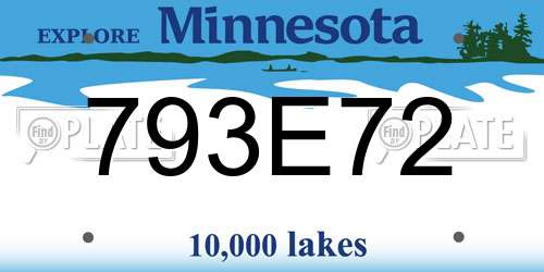 793E72 Minnesota License Plate