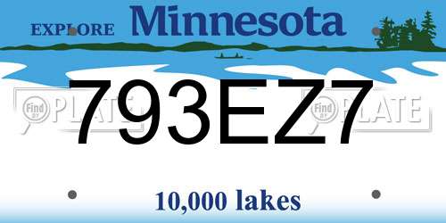 793EZ7 Minnesota License Plate