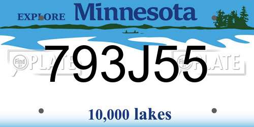 793J55 Minnesota License Plate