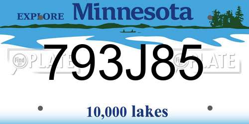 793J85 Minnesota License Plate