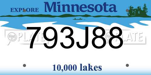 793J88 Minnesota License Plate