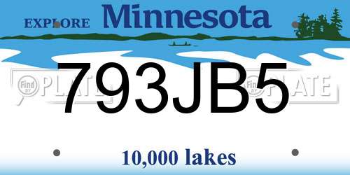 793JB5 Minnesota License Plate