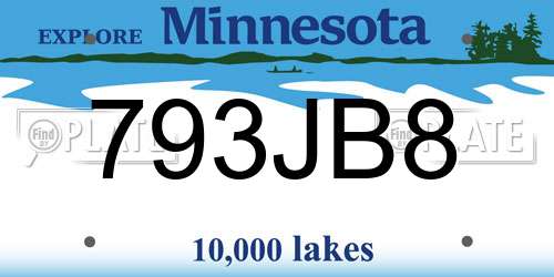 793JB8 Minnesota License Plate
