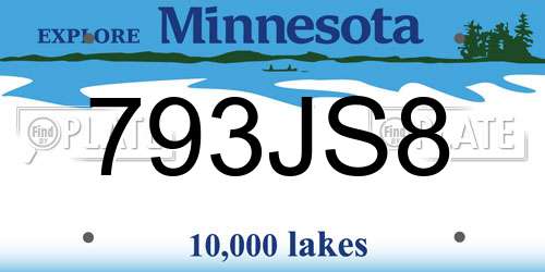 793JS8 Minnesota License Plate