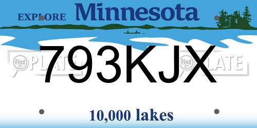 793KJX Minnesota License Plate