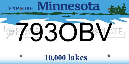 793OBV Minnesota License Plate