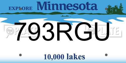 793RGU Minnesota License Plate