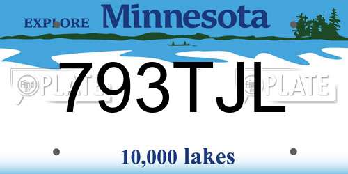 793TJL Minnesota License Plate