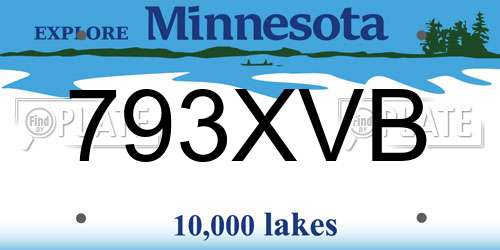 793XVB Minnesota License Plate