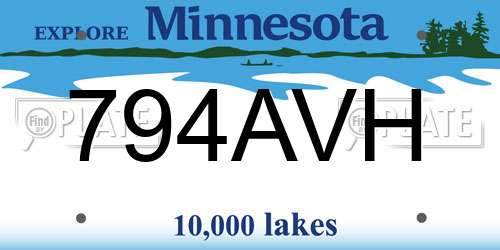 794AVH Minnesota License Plate