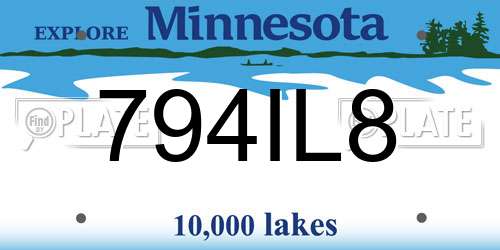 794IL8 Minnesota License Plate