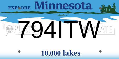 794ITW Minnesota License Plate