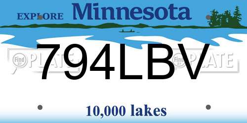794LBV Minnesota License Plate