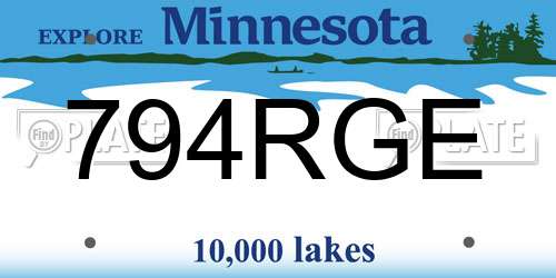 794RGE Minnesota License Plate