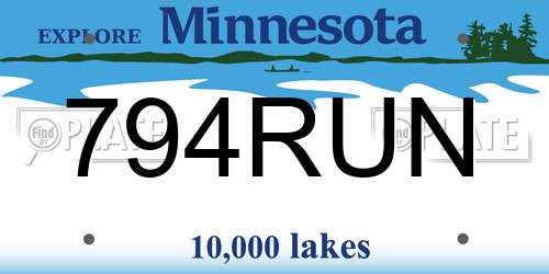 794RUN Minnesota License Plate