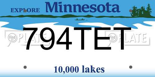 794TET Minnesota License Plate