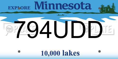 794UDD Minnesota License Plate