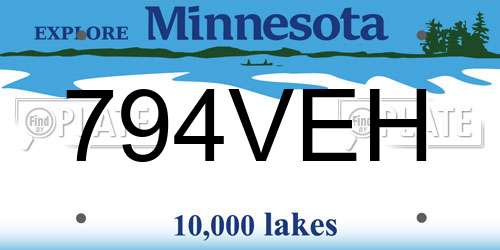 794VEH Minnesota License Plate