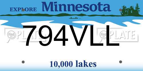 794VLL Minnesota License Plate