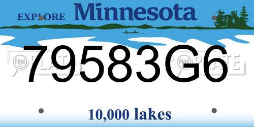 79583G6 Minnesota License Plate