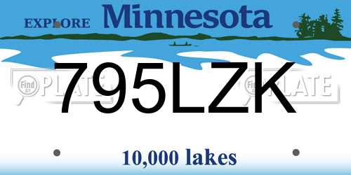 795LZK Minnesota License Plate