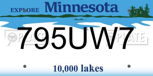 795UW7 Minnesota License Plate