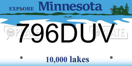 796DUV Minnesota License Plate