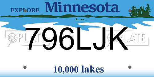 796LJK Minnesota License Plate