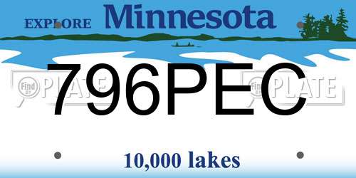 796PEC Minnesota License Plate