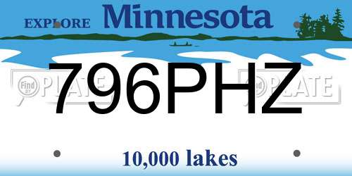 796PHZ Minnesota License Plate