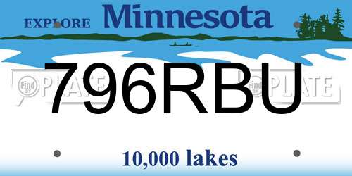 796RBU Minnesota License Plate